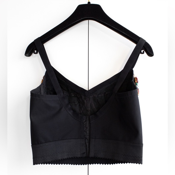 Dolce&Gabbana Vintage 1990s Rainbow Multicolor Crystal Candy Black Bustier Top - Picture 2 of 12